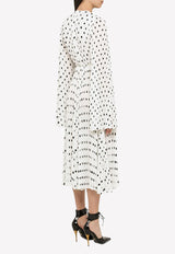 Balenciaga Polka Dot Pleated Midi Dress White 725088TNLD9/M_BALEN-9040
