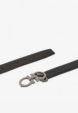 Salvatore Ferragamo Reversible Gancini Buckle Belt in Hammered Calfskin Black 67A161 DOUBLE ADJUS 725421 NERO