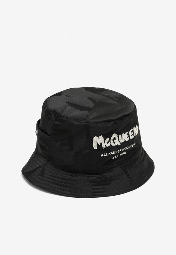 Alexander McQueen Graffiti Logo Bucket Hat Black 7265384405Q/M_ALEXQ-1078