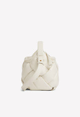 Bottega Veneta Small Helmet Shoulder Bag in Puffy Intreccio Leather 730164V2NH1 9009 White