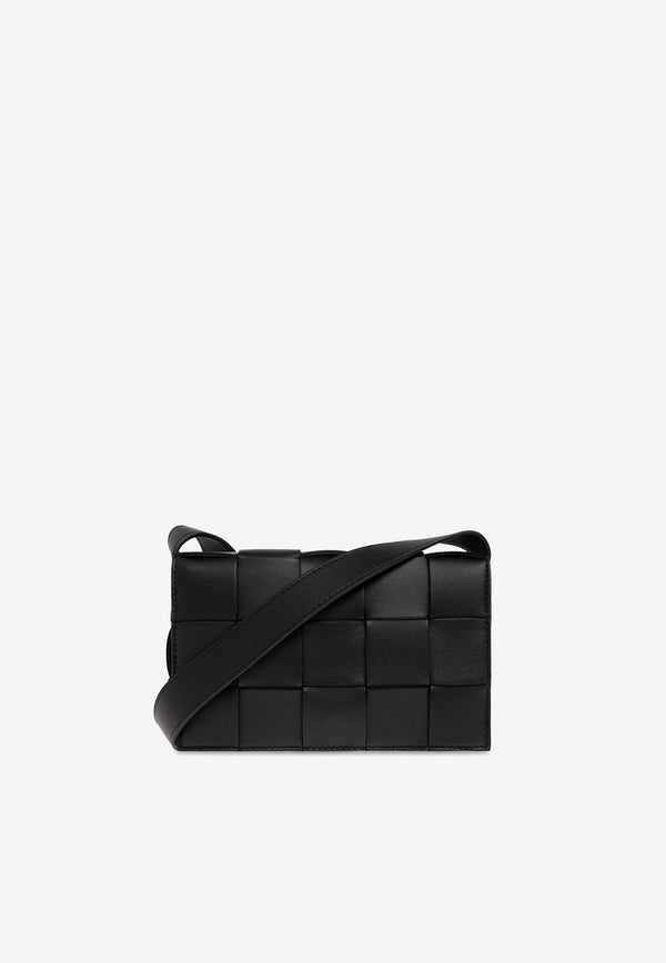 Bottega Veneta Small Cassette Crossbody Bag in Intreccio Leather 730848VMAY1 8425 Black