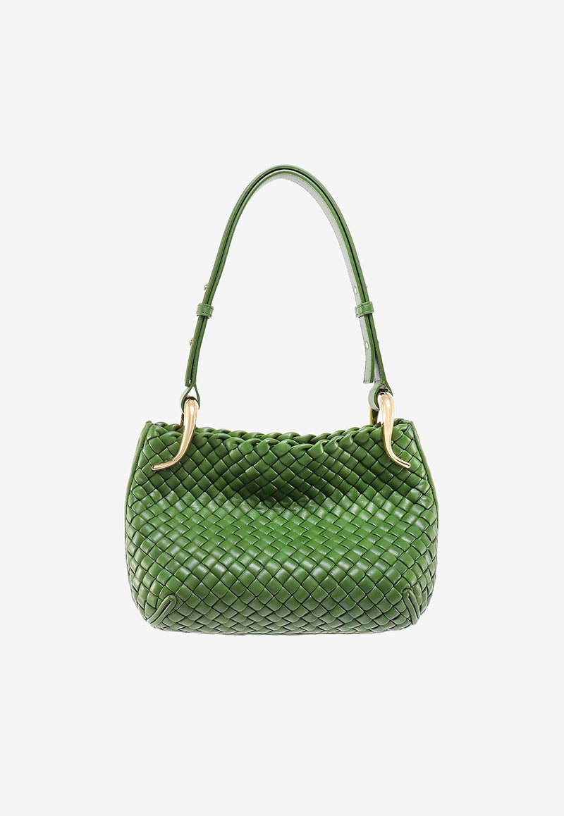 Bottega Veneta Small Clicker Shoulder Bag in Padded Intreccio Leather 730968V01D1 3150 Avocado