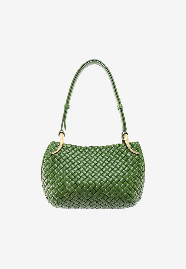 Bottega Veneta Small Clicker Shoulder Bag in Padded Intreccio Leather 730968V01D1 3150 Avocado
