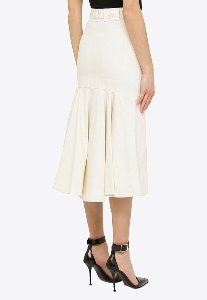 Alexander McQueen Denim Flared Skirt White 733208QMAB9/M_ALEXQ-9015