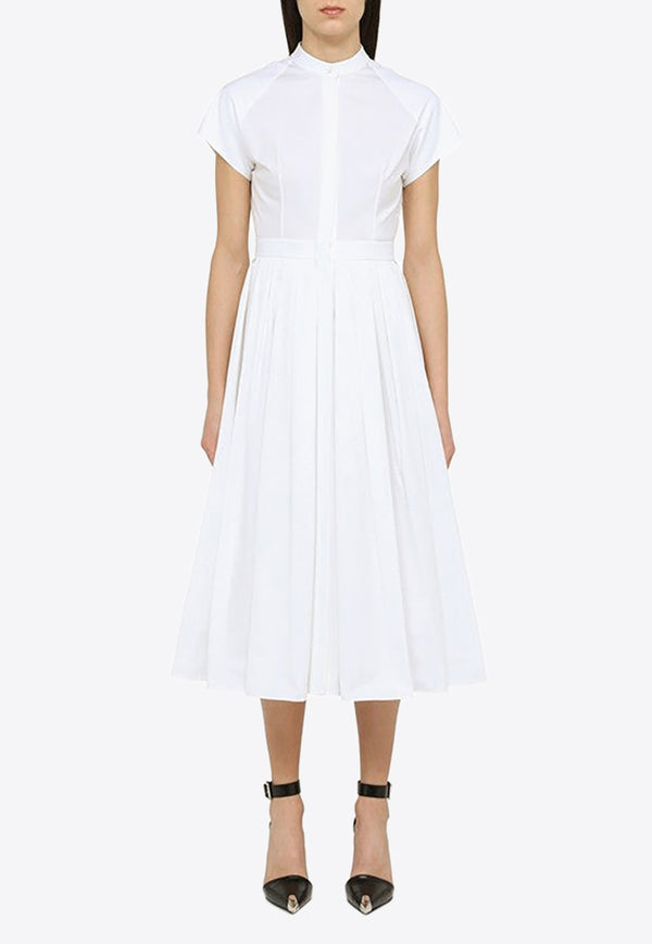 Alexander McQueen Pleated Midi Dress White 734131QAABC/M_ALEXQ-9000