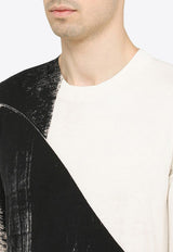 Alexander McQueen Brushstroke Print Long-Sleeved T-shirt Monochrome 736172Q1GBU/M_ALEXQ-9146