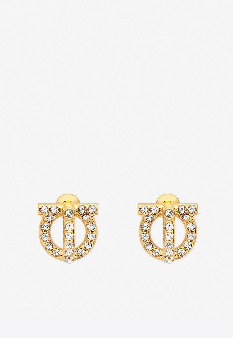 Salvatore Ferragamo Gold Gancini 3D Crystals-Embellished Earrings 760417 EA 3D STRASS 736294