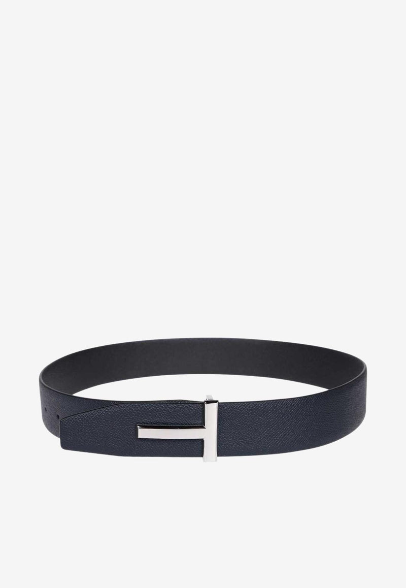 Tom Ford T Logo Buckle Belt in Grained Leather Navy TB178-LCL220S 3LN01