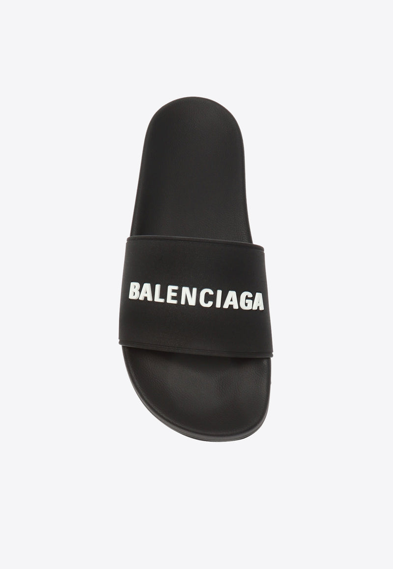 Balenciaga Logo Rubber Slides 565547 W1S80-1006 Black
