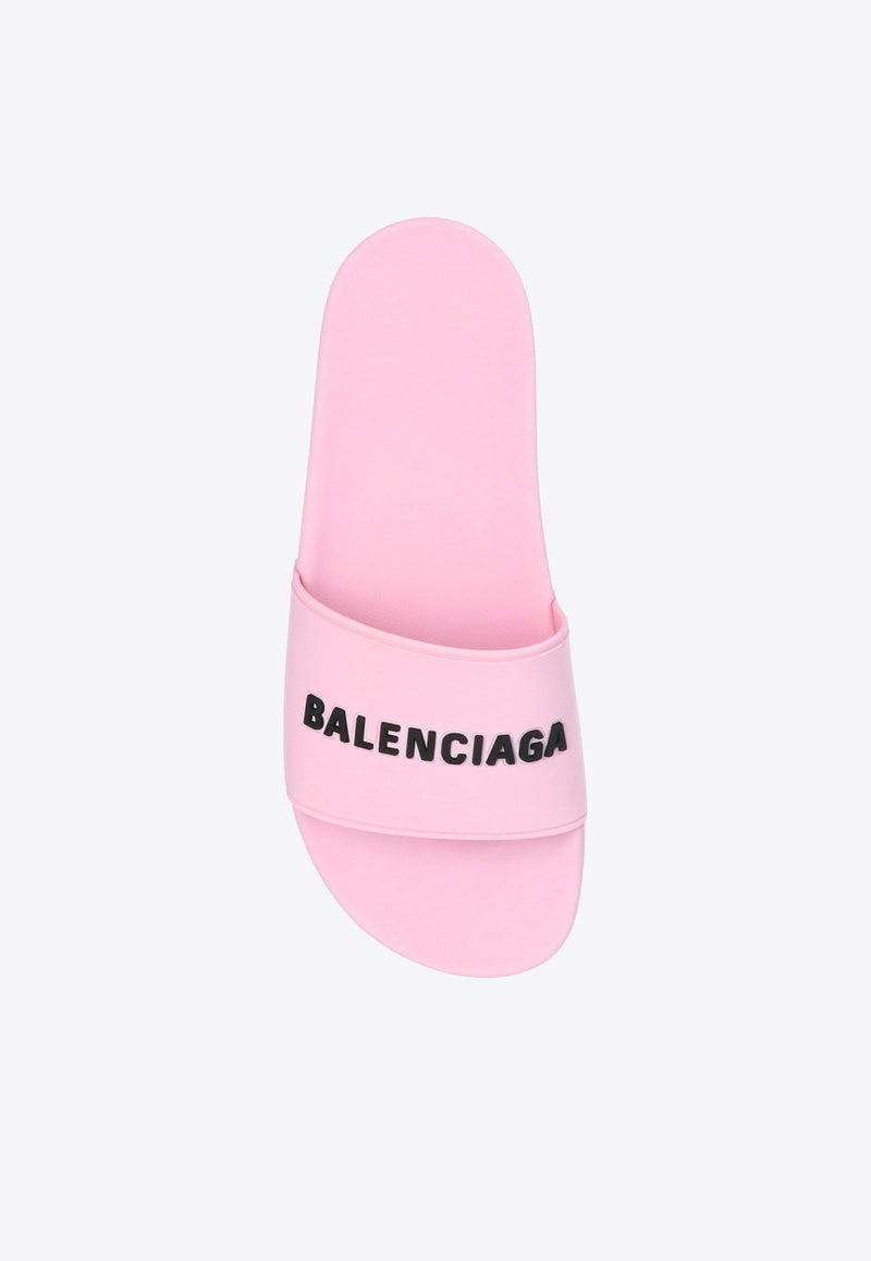 Balenciaga Logo Rubber Slides 565547 W1S80-5878 Pink