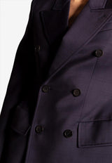 Balenciaga Double-Breasted Wool Blazer 571279 TKT12-8065 Navy