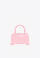 Balenciaga Hourglass XS Top Handle Bag in Croc Embossed Leather 592833 1LR6Y-5812 Pink