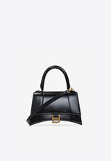 Balenciaga Small Hourglass Top Handle Leather Bag 593546 1QJ4M-1000 Black
