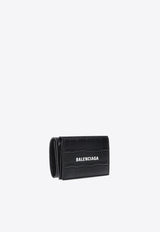 Balenciaga Logo Wallet in Croc Embossed Leather 594312 1ROP3-1000 Black