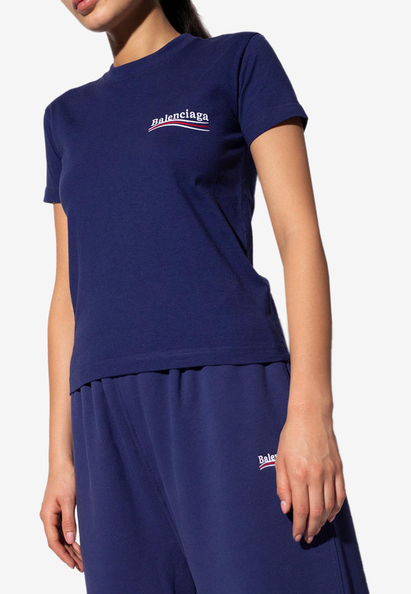 Balenciaga Logo Print Short-Sleeved T-shirt 612964 TKVJ1-1195 Navy
