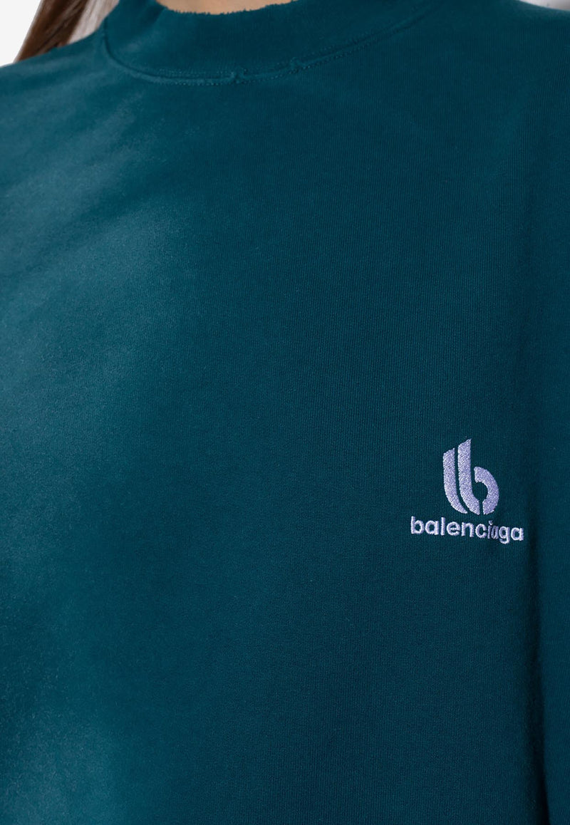 Balenciaga Logo Embroidered Vintage Sweatshirt 676629 TLVH7-0956 Green