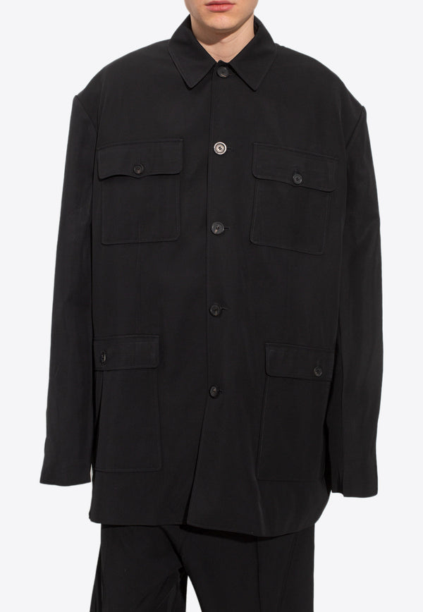 Balenciaga Oversized Buttoned Overshirt 680945 TJO25-1000 Black