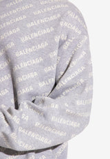 Balenciaga Logo Pattern Turtleneck Sweater 699819 T3233-1461 Gray