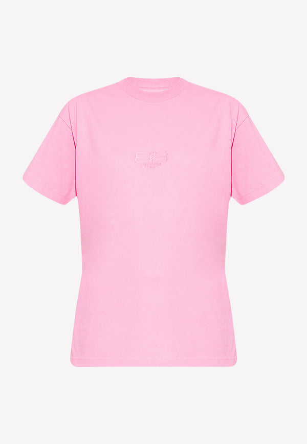 Balenciaga BB Logo Embroidered T-shirt 612965 TMVG7-5700 Pink