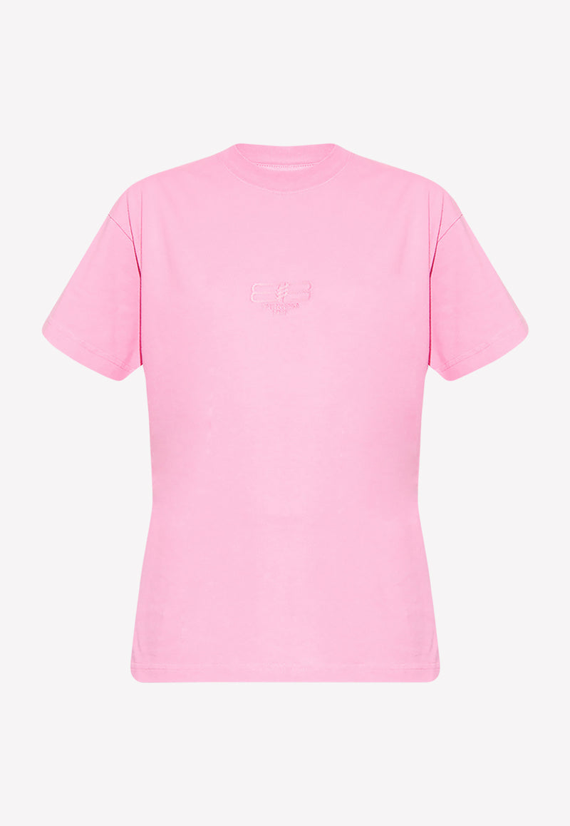 Balenciaga BB Logo Embroidered T-shirt 612965 TMVG7-5700 Pink
