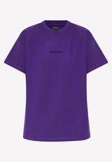 Balenciaga Logo Embroidered Short-Sleeved T-shirt 612965 TNVG9-5162 Purple