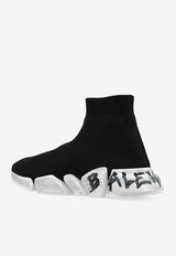 Balenciaga Speed 2.0 Graffiti Stretch Knit Sneakers 617196 W2DD4-1091 Black