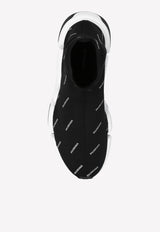 Balenciaga Speed 2.0 All-Over Logo Stretch Knit Sneakers 617196 W2DF1-1098 Black