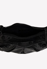 Balenciaga Le Cagole XS Shoulder Bag in Croc Embossed Leather 671309 23EB7-1000 Black