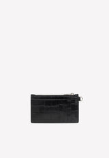 Balenciaga Zipped Cardholder in Croc Embossed Leather 671719 23E9Y-1000 Black