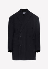 Balenciaga Oversized Double-Breasted Coat Black 698892 TMM01-0100