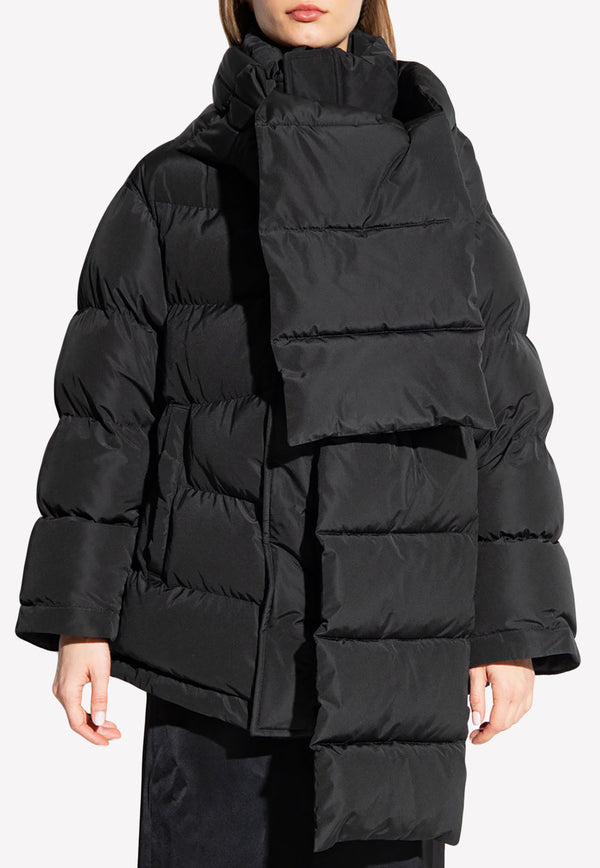 Balenciaga Puffer Jacket with Detachable Scarf 725348 TYD36-1000 Black