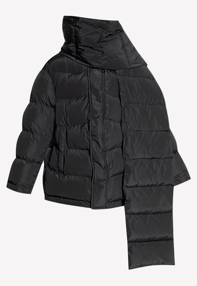 Balenciaga Puffer Jacket with Detachable Scarf 725348 TYD36-1000 Black
