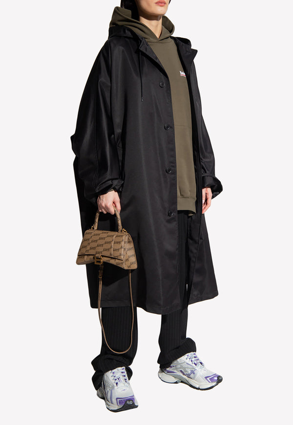 Balenciaga Long Oversized Coat in Tech Fabric 725354 TNO37-1000 Black