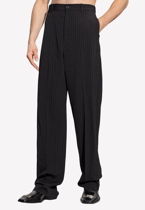 Balenciaga Tailored Pinstripe Pants in Wool 725469 TNT36-1070 Black