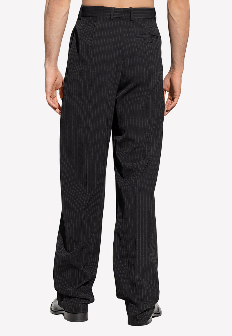 Balenciaga Tailored Pinstripe Pants in Wool 725469 TNT36-1070 Black
