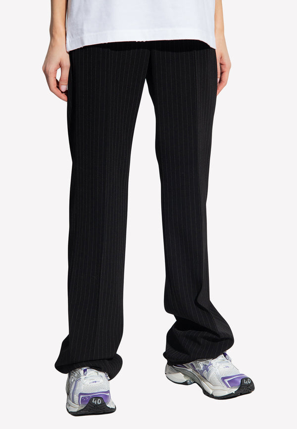 Balenciaga Pinstripe Wool Pants 725513 TNT36-1070 Black