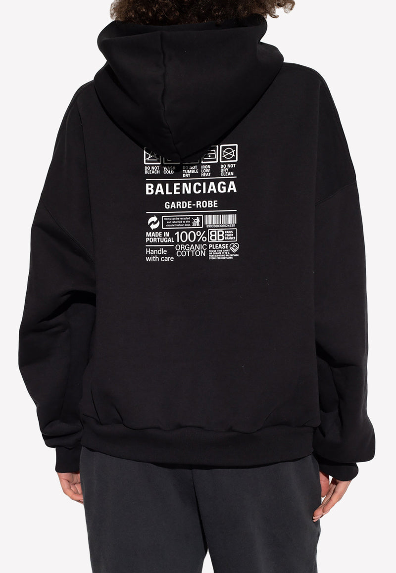 Balenciaga Oversized Label Print Hoodie 725558 TNVL6-1070 Black