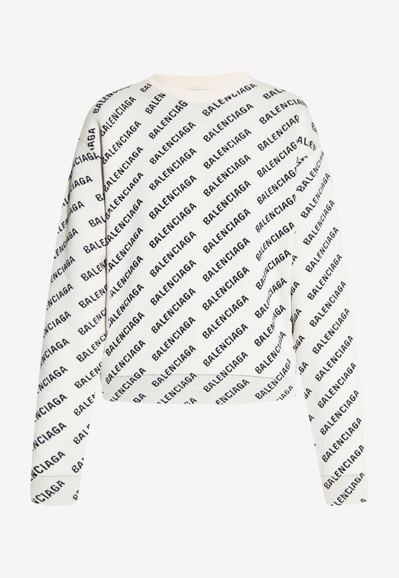 Balenciaga All-Over Logo Sweater 733888 T3233-9054 Monochrome