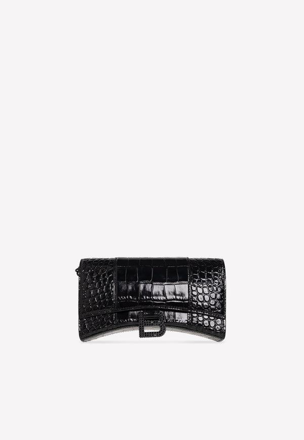 Hourglass Wallet on Chain in Crocodile Embossed Leather 656050 2UDF7-1000