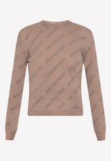 Balenciaga All-Over Logo Print Top Brown 695458 T3234-9661