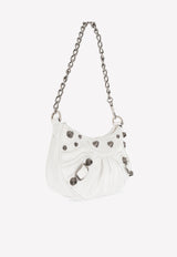 Balenciaga Le Cagole Mini Leather Shoulder Bag White 695814 1VG9Y-9104