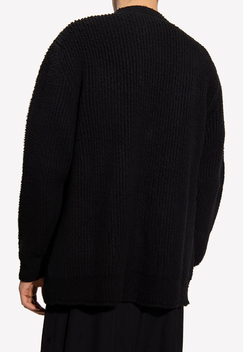 Balenciaga Oversized Knitted Wool Cardigan Black 696182 T1645-1000