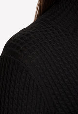 Balenciaga Micro Cable Knit High-Neck Midi Dress Black 696536 T1646-1000