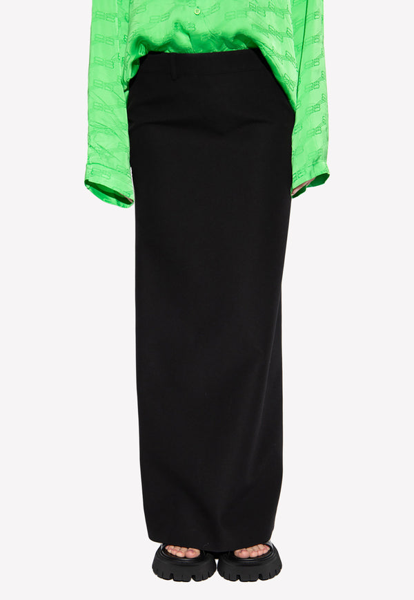 Balenciaga Maxi Skirt with Slit Black 704350 TLT17-1000