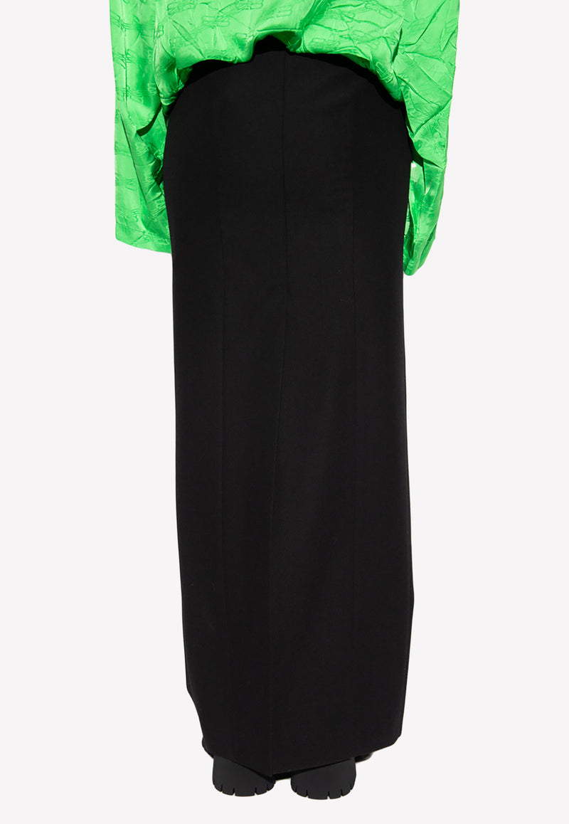 Balenciaga Maxi Skirt with Slit Black 704350 TLT17-1000