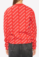 Balenciaga All-Over Logo Print Sweatshirt Red 704428 T3233-6090