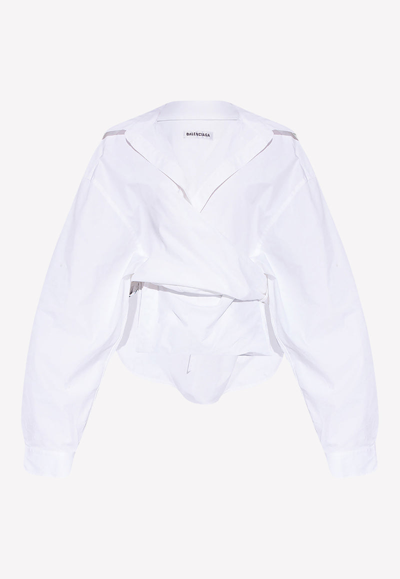 Balenciaga Long-Sleeved Wrap Shirt 704458 TYB18-9000 White