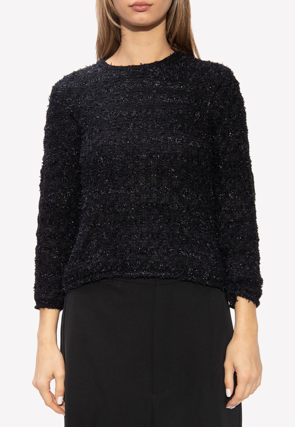 Balenciaga Back-to-Front Top in Wool Tweed Knit 704520 T1651-1000 Black