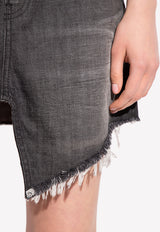 Balenciaga Asymmetric Mini Denim Skirt 704541 TXE06-1070 Gray