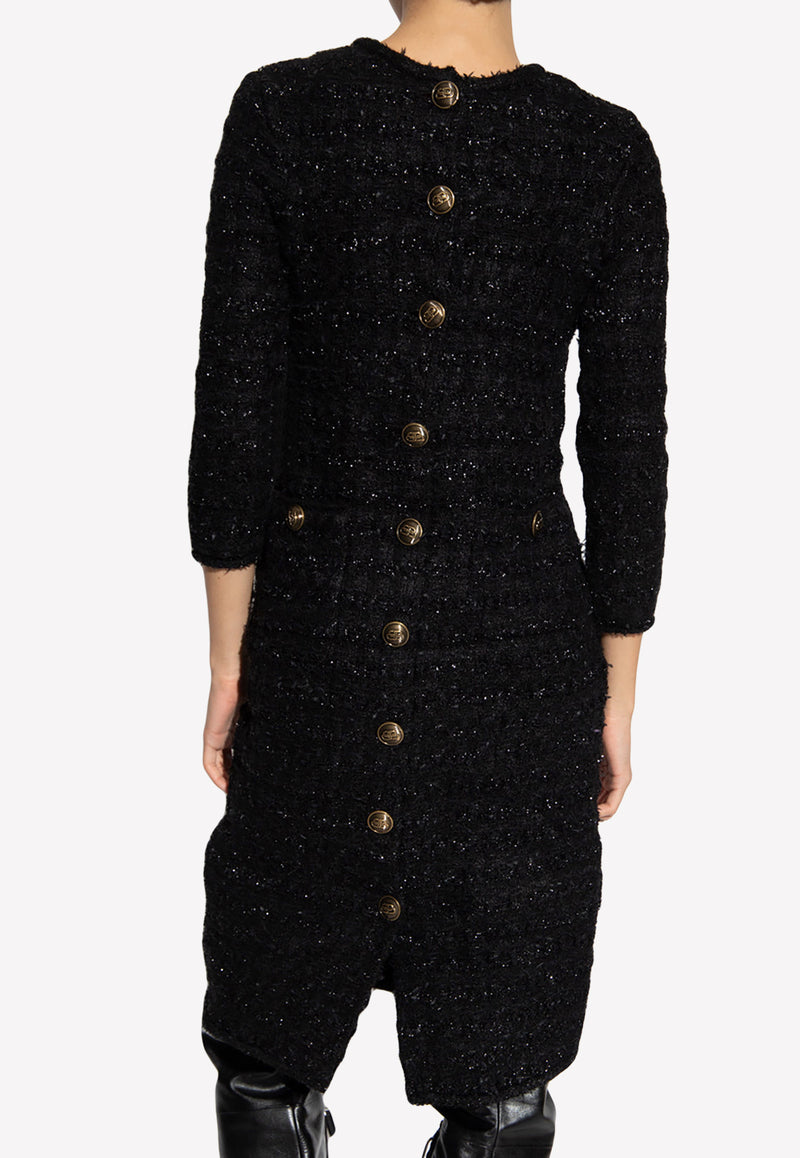 Balenciaga Knee-Length Tweed Dress 704556 T1651-1000 Black
